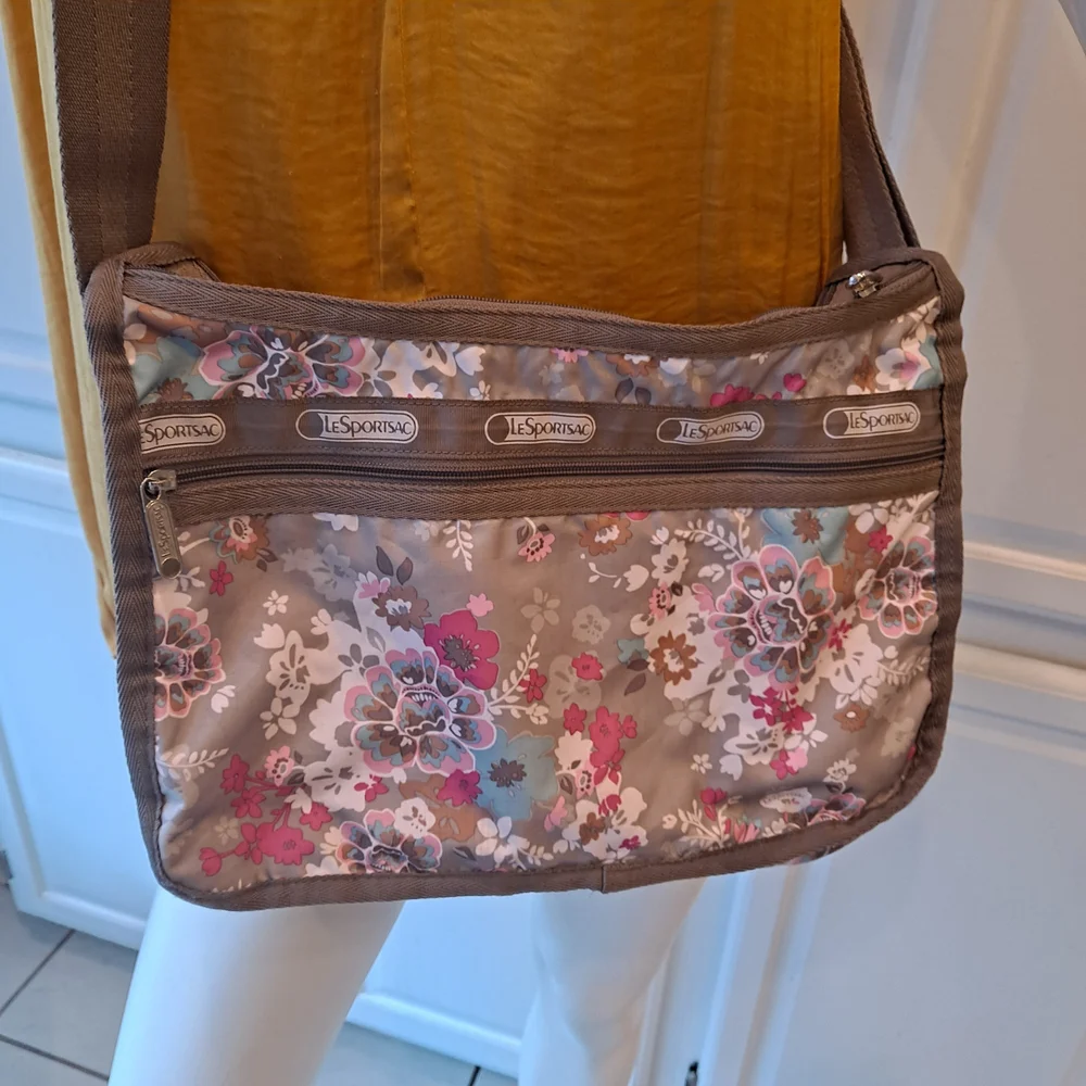 LeSportsac Floral Crossbody Bag - Pink, Blue, Brown - Picture 7 of 11